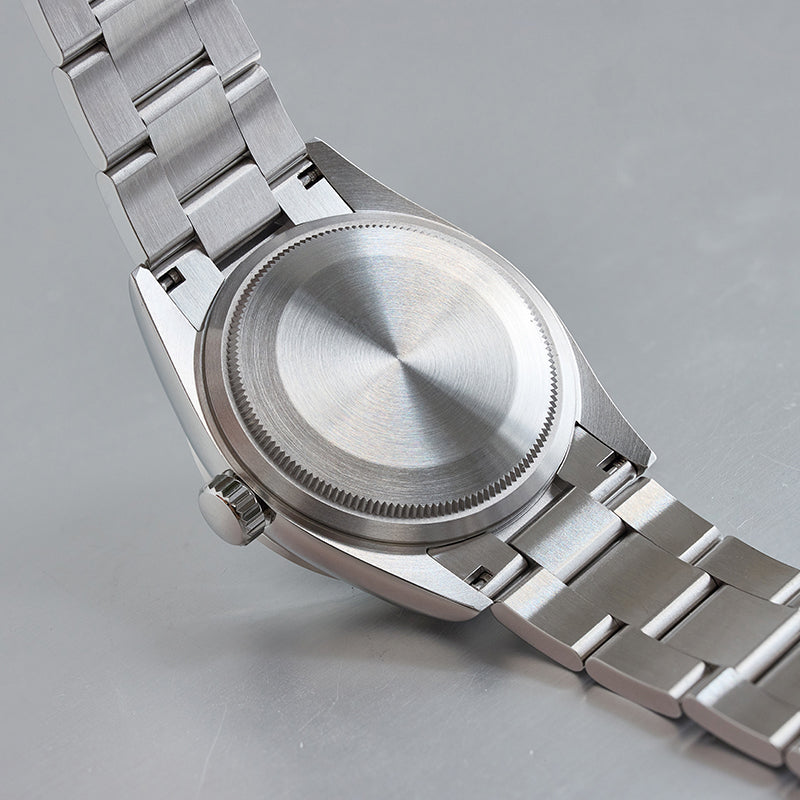 Explorer homage watch with brushed finish on the case back