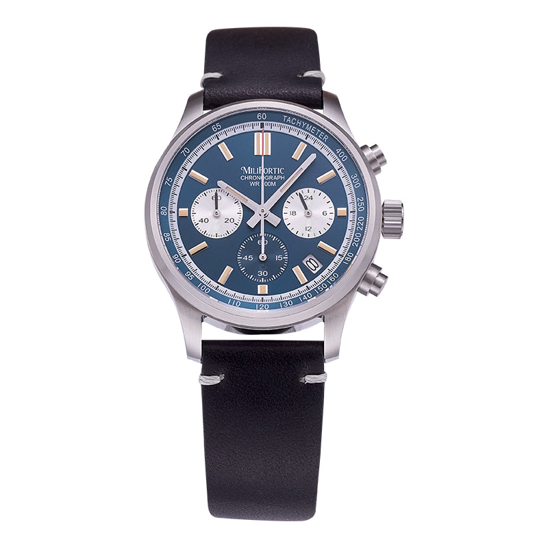 Blue dial chronograph watch