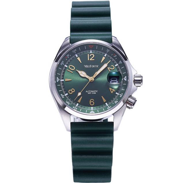 Milifortic S089 39.5mm Automatic Sports Rubber Starp Watches with Compass Bezel